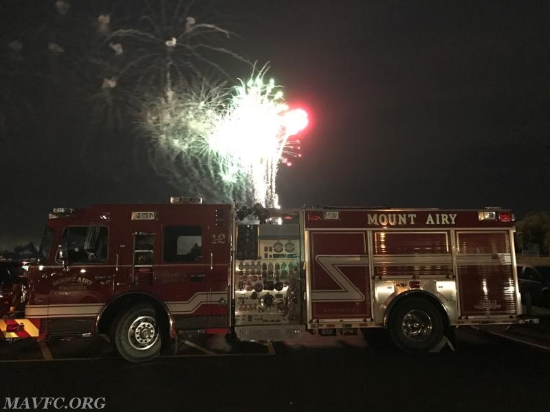 Units Stand By for Town of Mt. Airy's Independence Day Fireworks Event